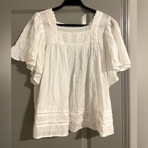White Lace Trim Women's Top